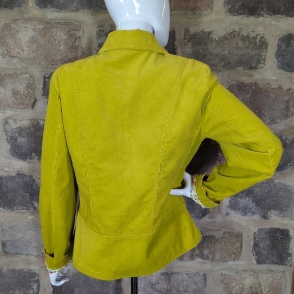 David Brooks Jacket Corduroy Lime Green Woman's Size Small Button Up Retro - Picture 7 of 12